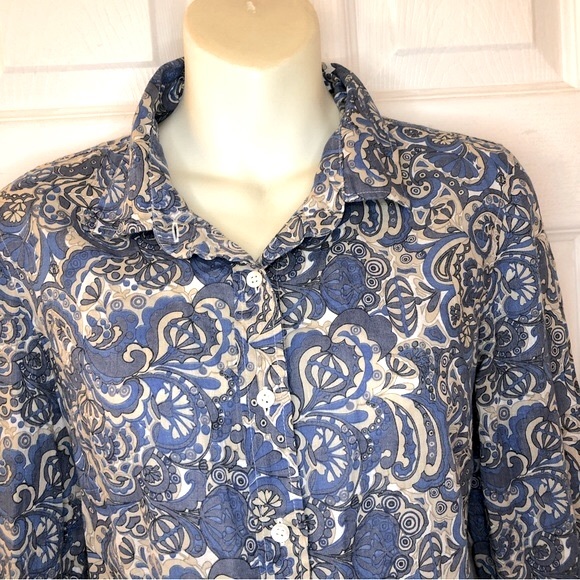 J.crew “The Perfect Shirt” button down shirt, blue floral, medium - Picture 2 of 6
